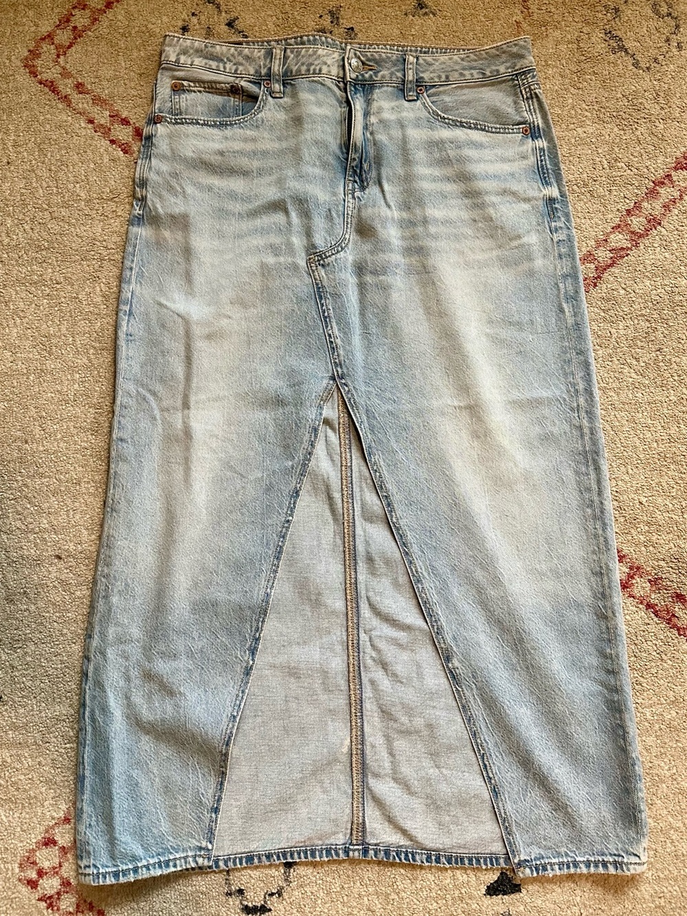 American Eagle Outfitters Low Rise Denim Maxi Skirt